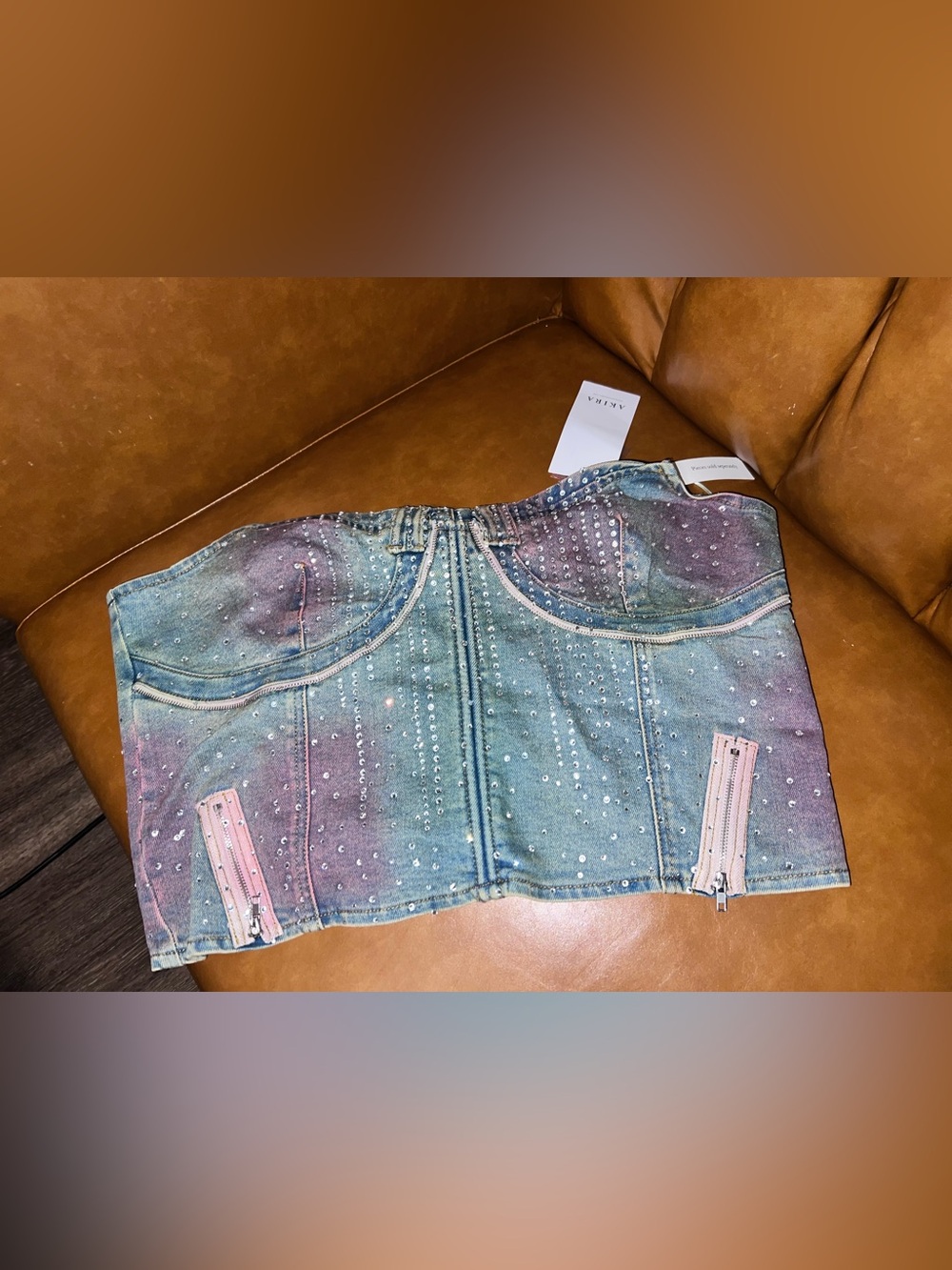 AKIRA Galaxy Girl Rhinestone Denim Corset size size 1X - Picture 9 of 16